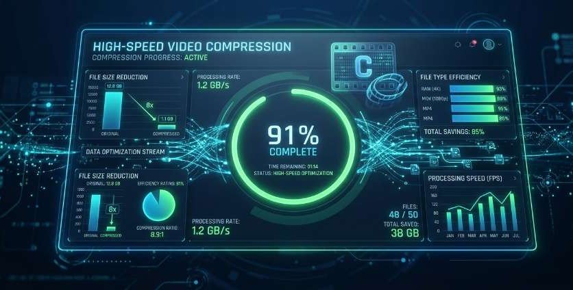 Complete step-by-step workflow guide explaining how to optimize large video files by Tanveer AI Tools